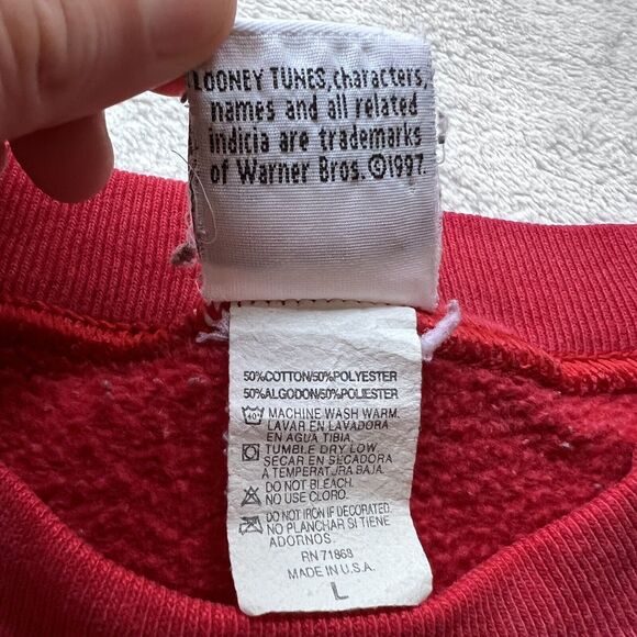 Looney Tunes Tweety Bird Vintage Red Sweatshirt Women’s Size Large 1997 USA - Picture 4 of 10